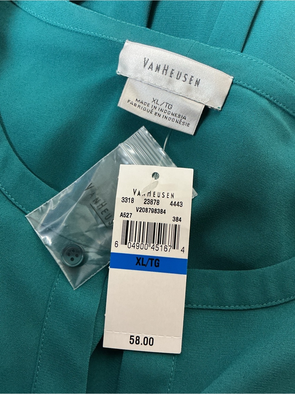 NWT Van Heusen Teal Blouse Size XL Workwear Office Bohochic - Picture 3 of 4